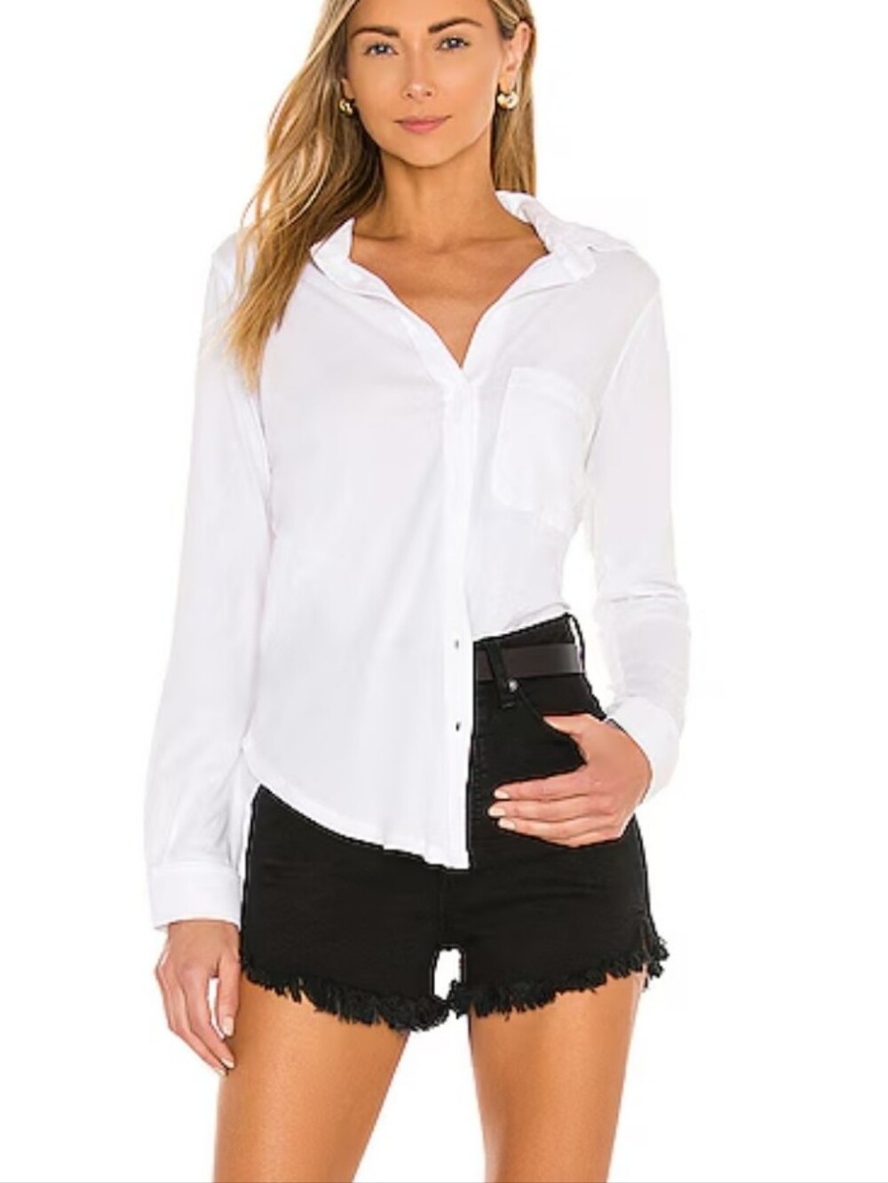 White Long-Sleeve Button Front Shirt - Women Tops